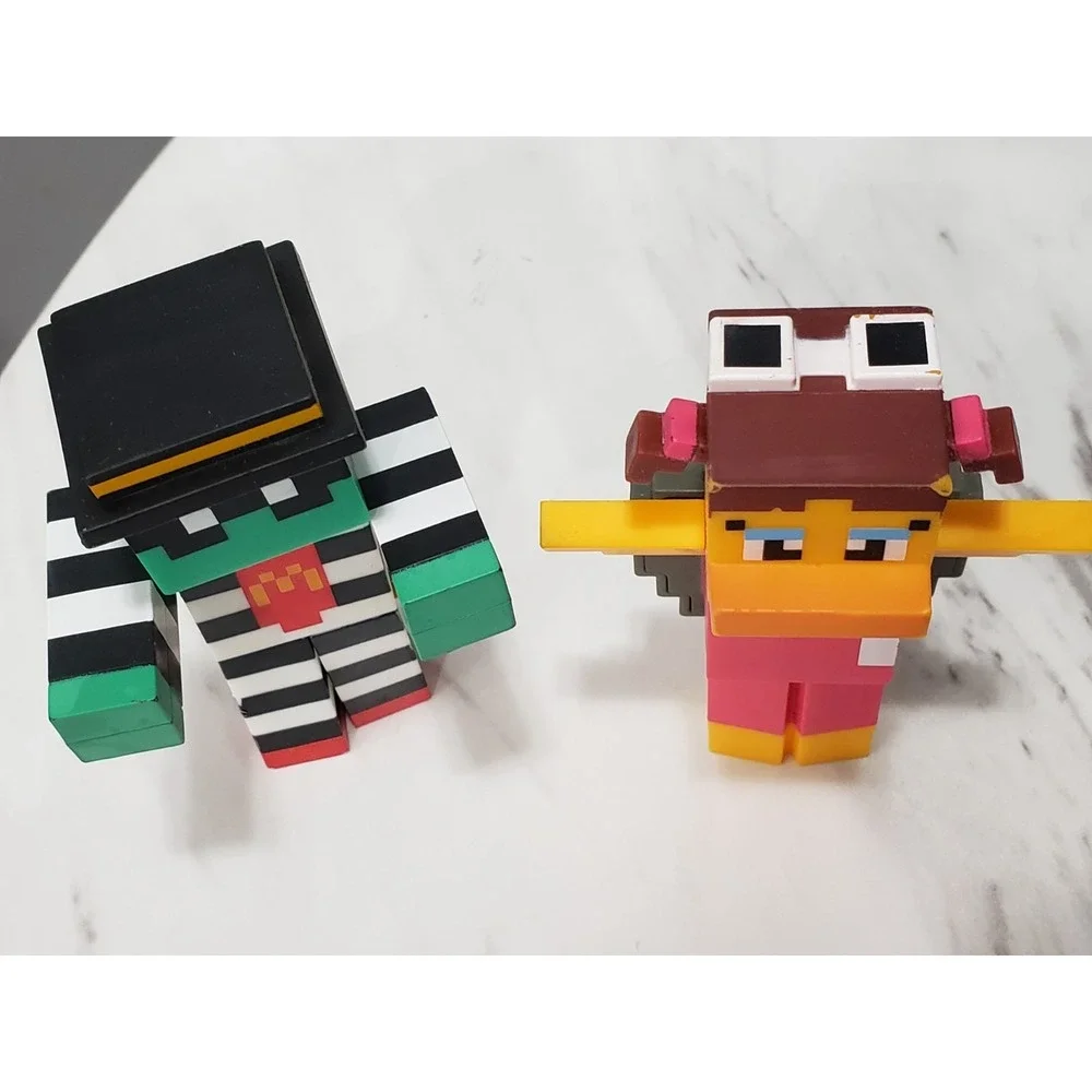 Lot 2 McDonald's Hamburglar Birdie Minecraft Style‎ Block Figure Toy Kids Meal